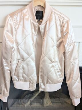 Dynamite ($99) Pink S Sustainable Satin Bomber Jacket